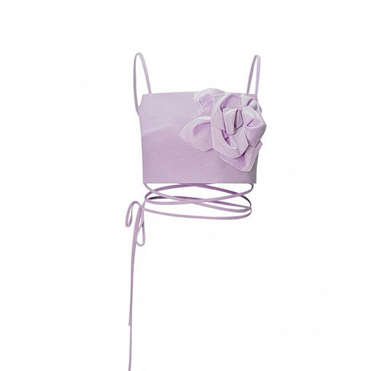 Purple 3D Floral Wrap Top