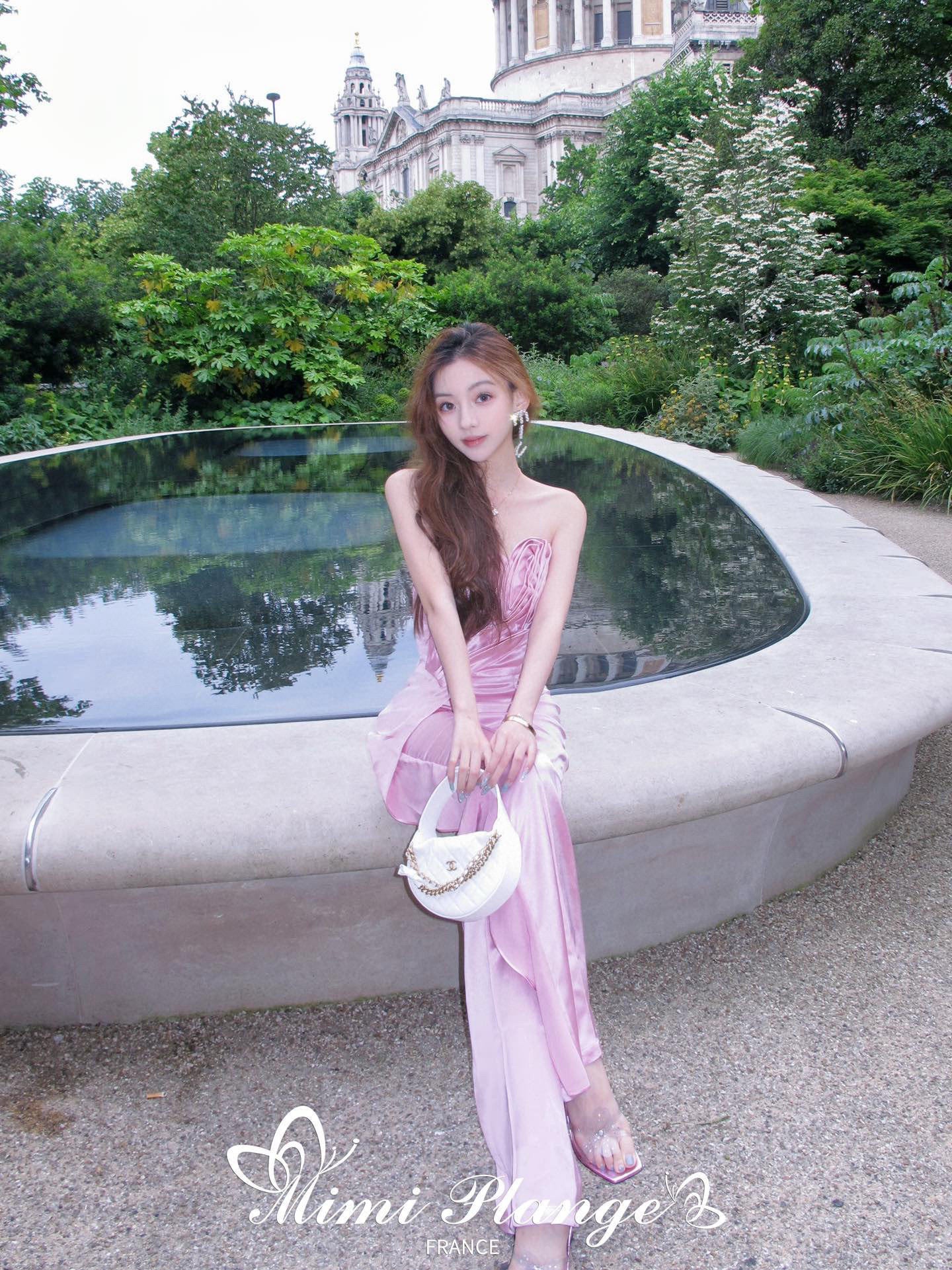 Pink Acetate Flare Pants