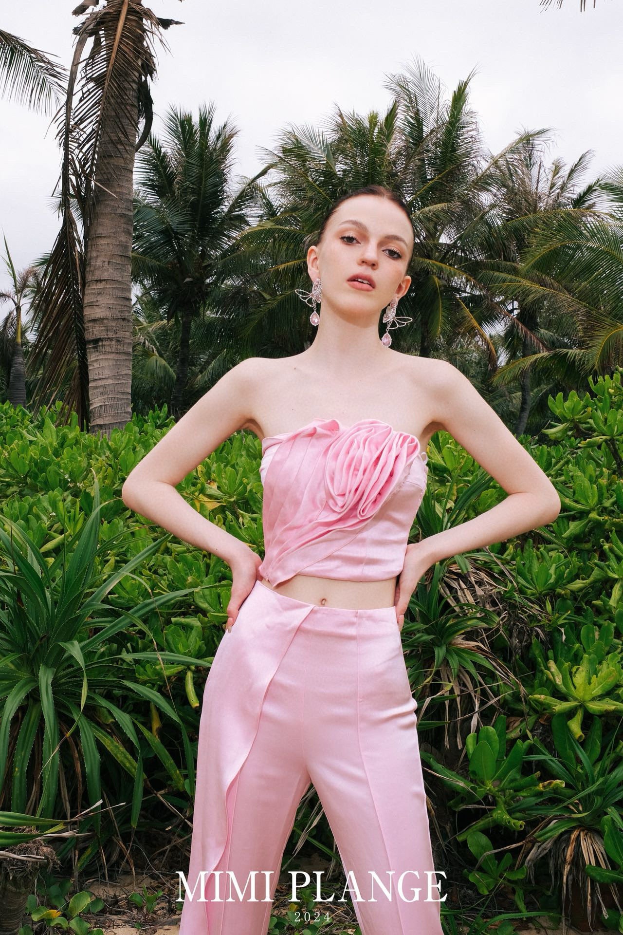 Pink Acetate Flare Pants