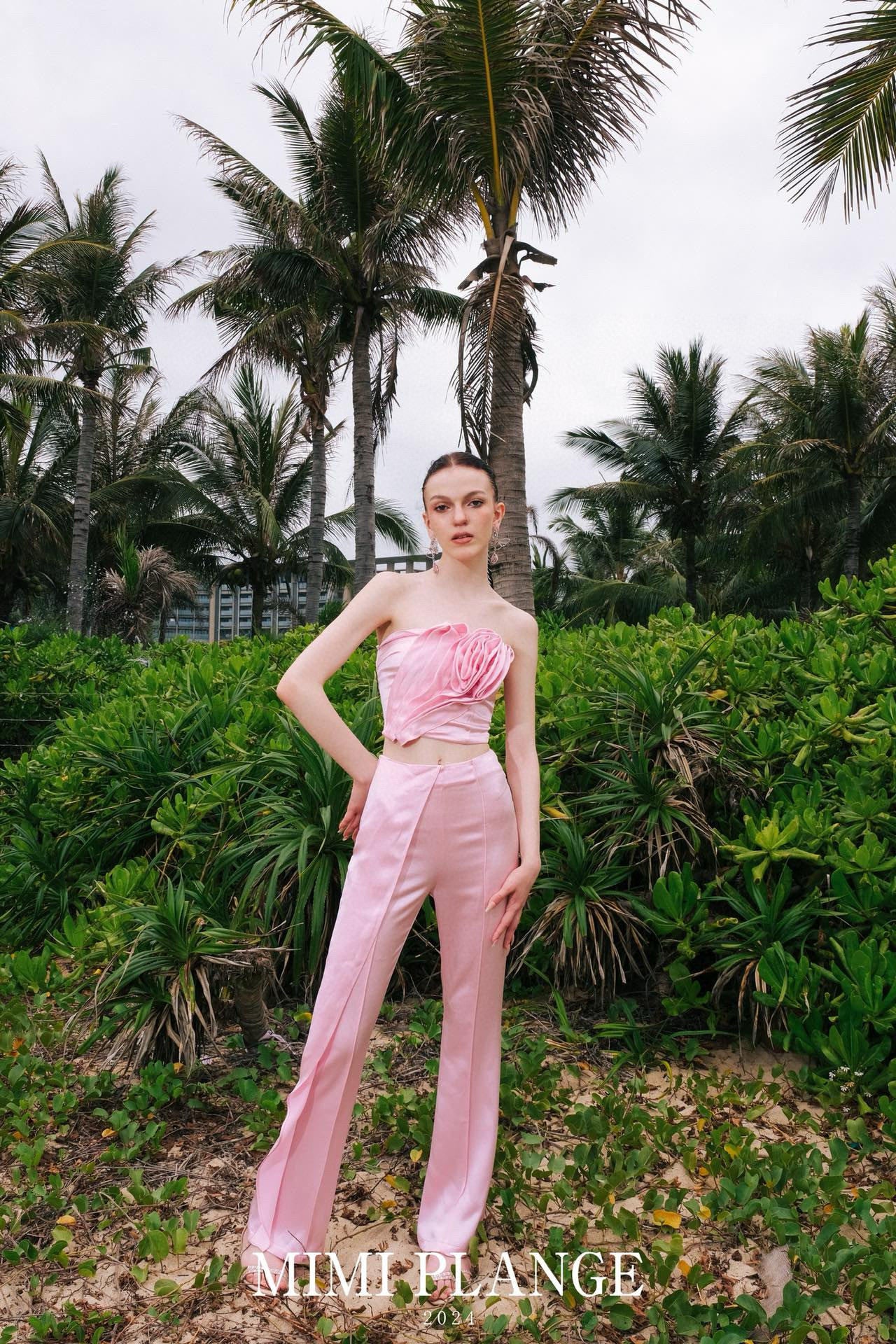 Pink Acetate Flare Pants