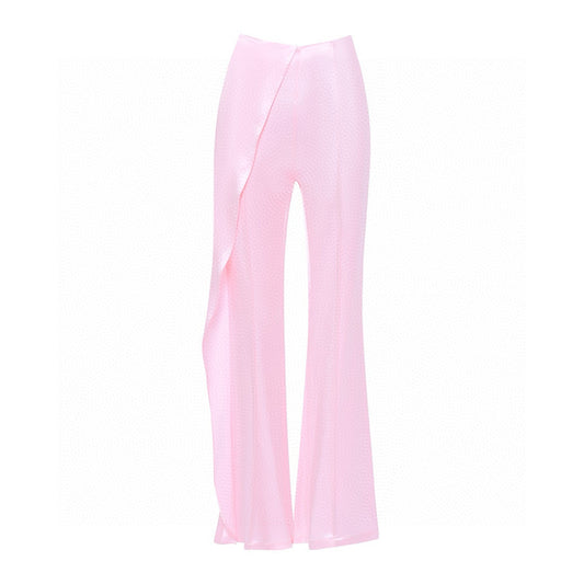 Pink Acetate Flare Pants