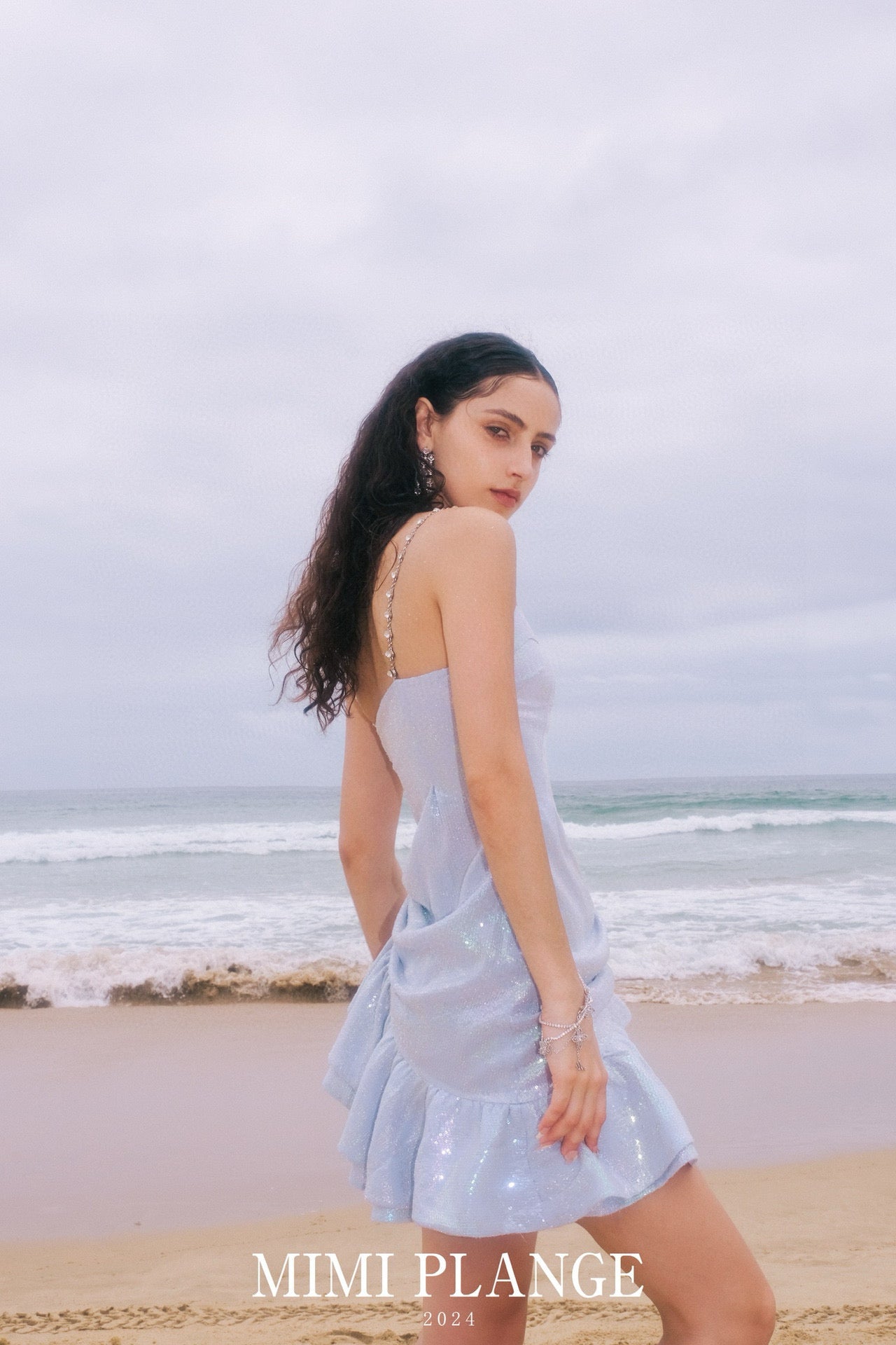 Embroidered Ruffle Trim Slip Dress