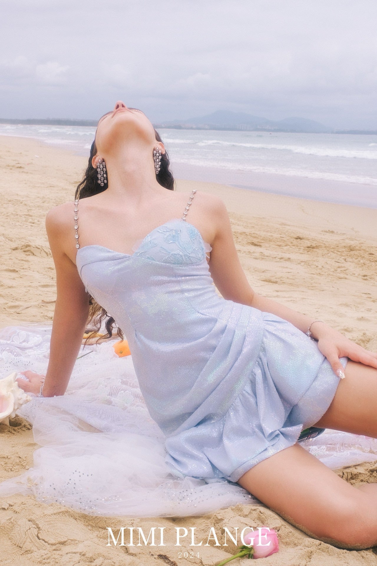 Embroidered Ruffle Trim Slip Dress