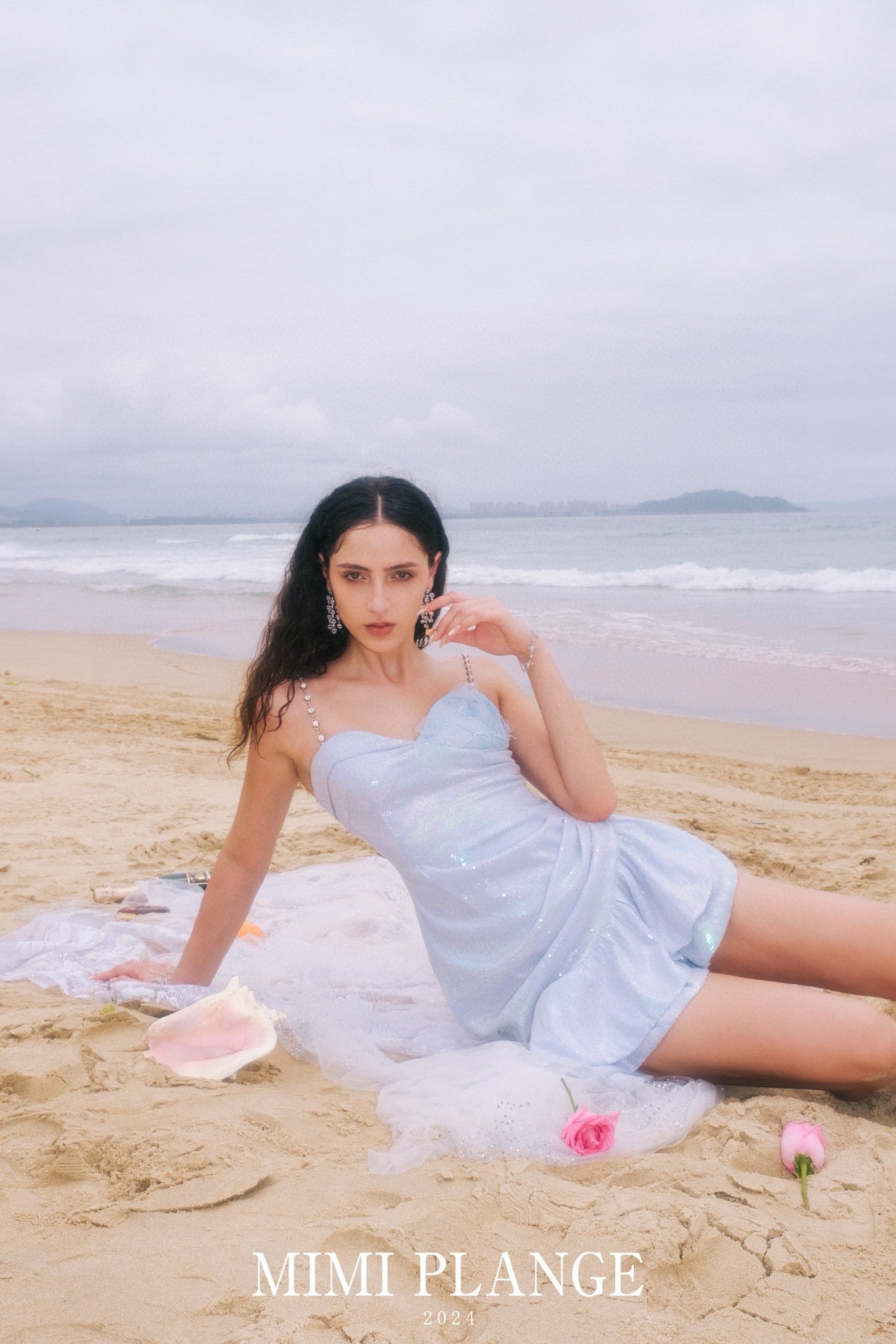 Embroidered Ruffle Trim Slip Dress
