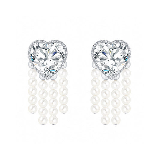 Heart Pearl Drop Earrings