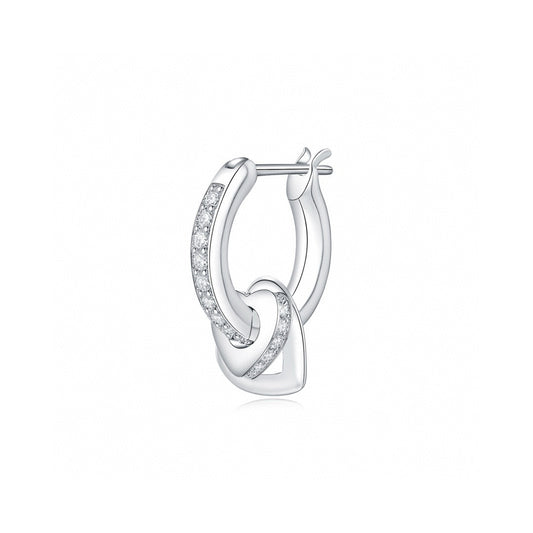 Double Heart Charm Earring (Single)