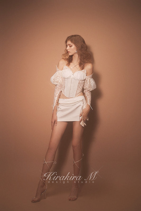 Diamond & pearl chain skirt