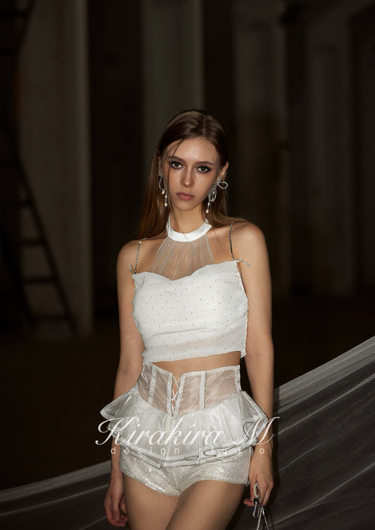 Rhinestone Starry Halter Camisole Top