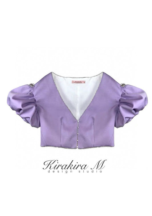 Lavender Rhinestone Low-Neck Short Jacket
