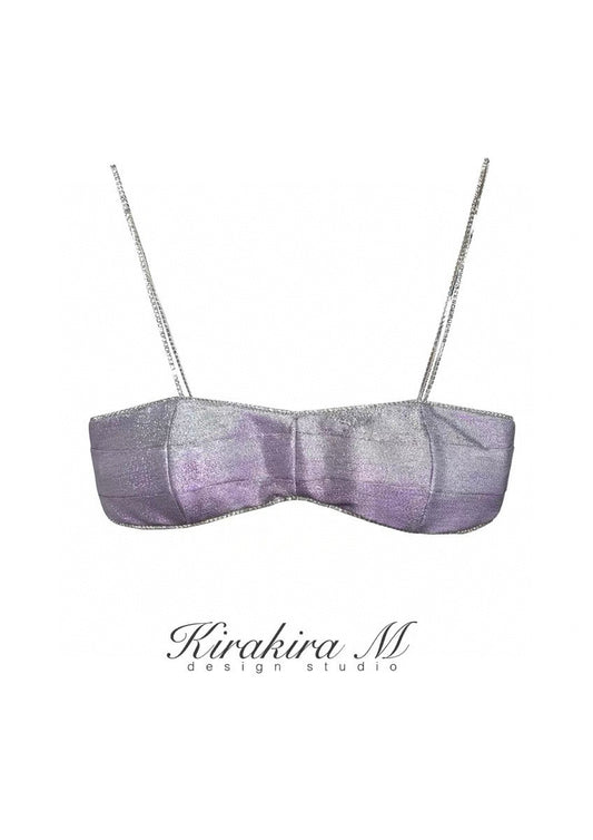 Iridescent Purple Shimmer Rhinestone Chain Top