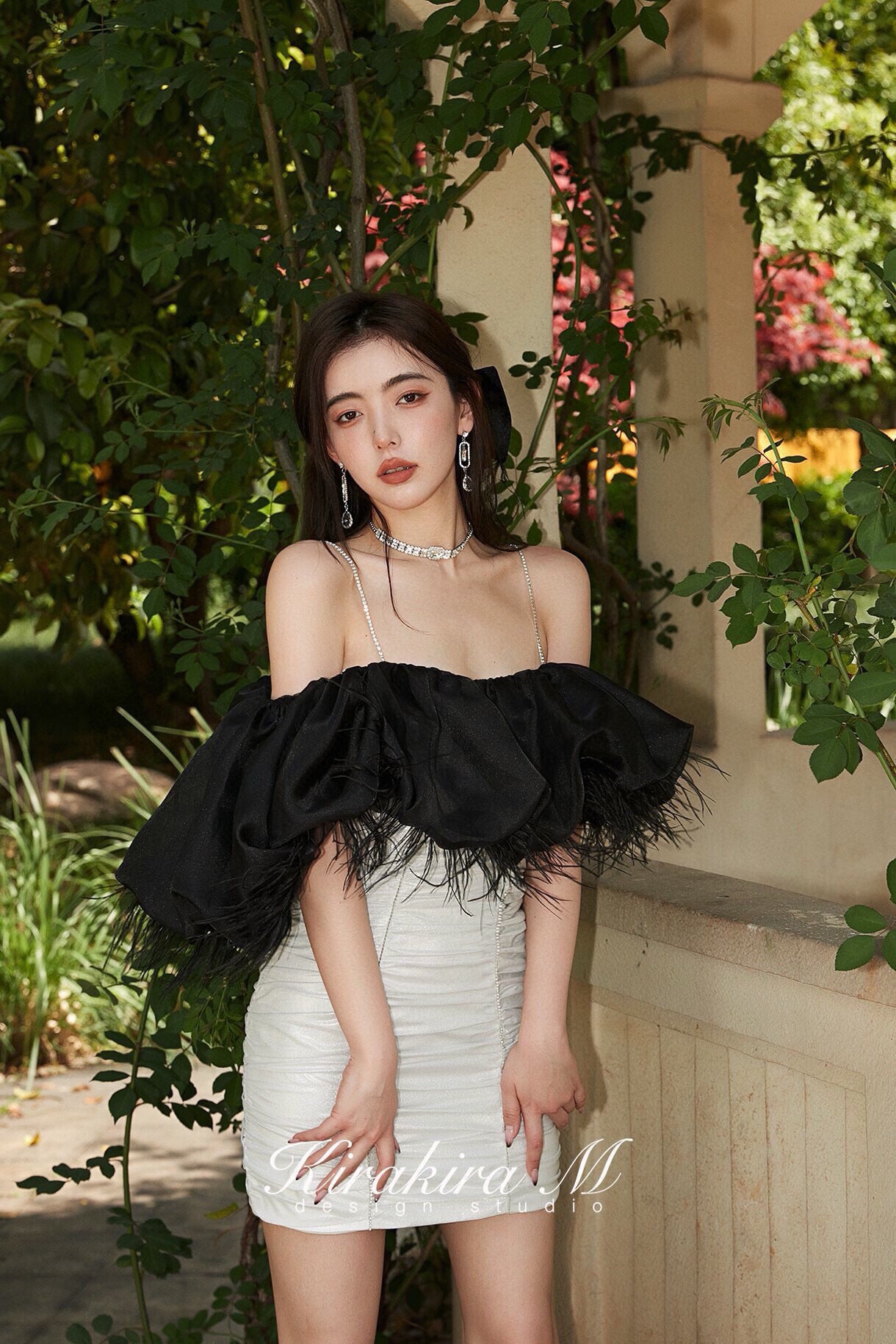 Black Feather Silver Dress