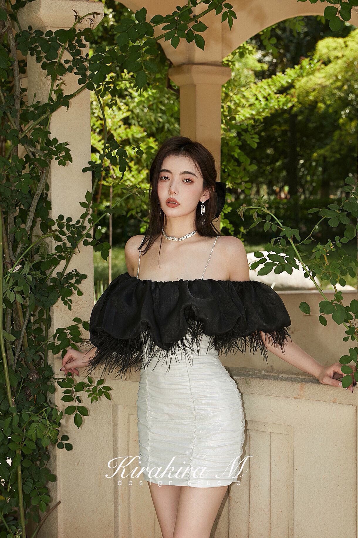 Black Feather Silver Dress