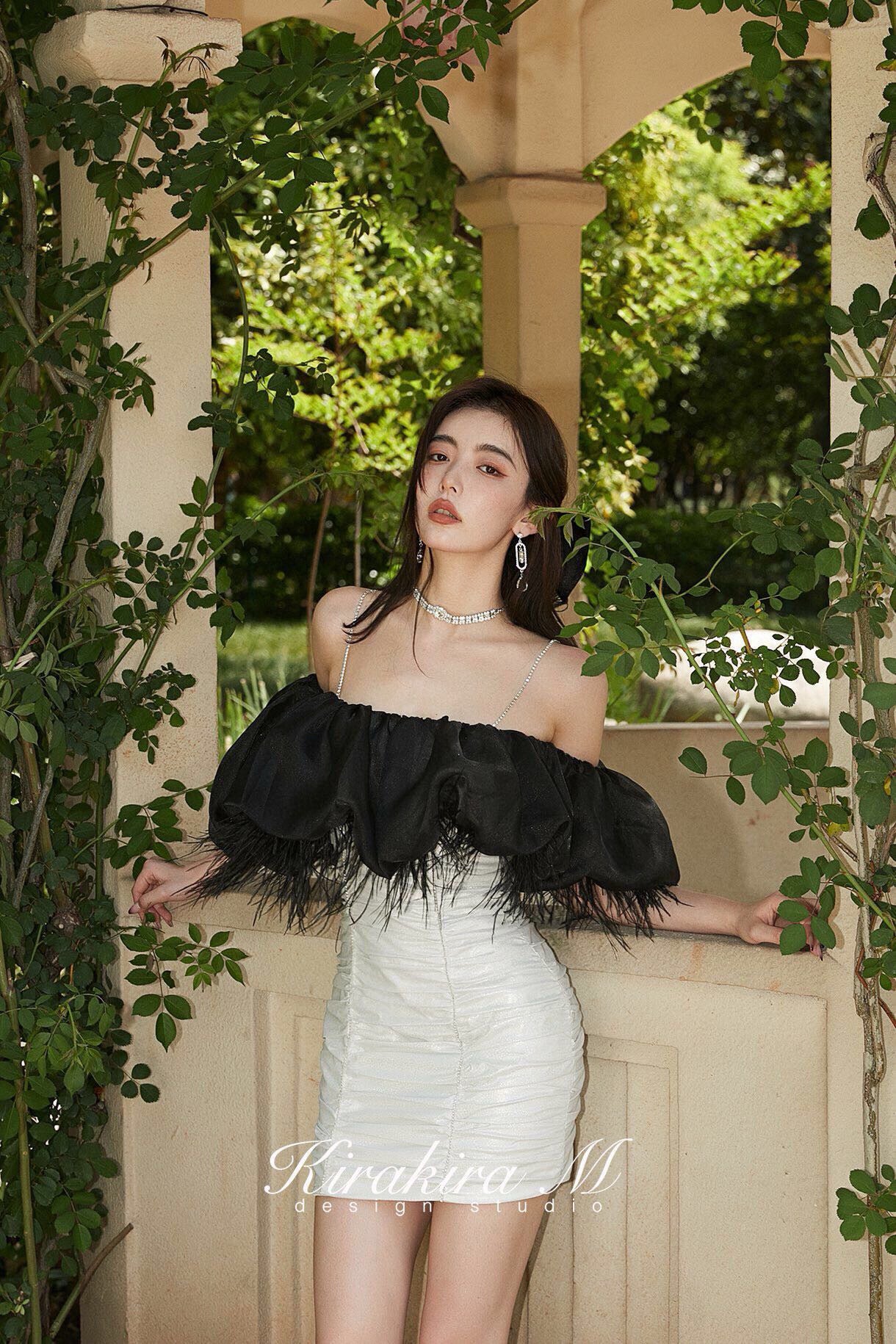 Black Feather Silver Dress