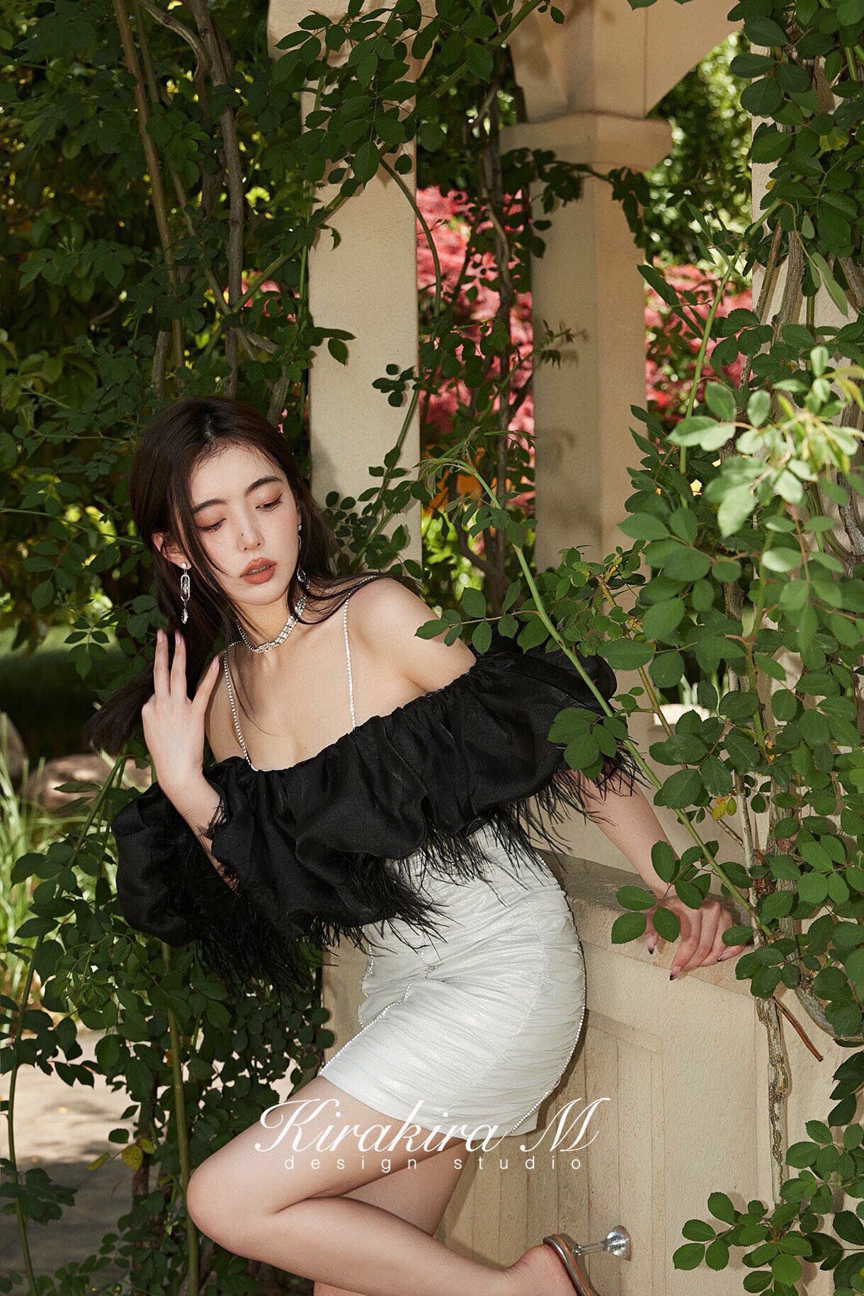 Black Feather Silver Dress