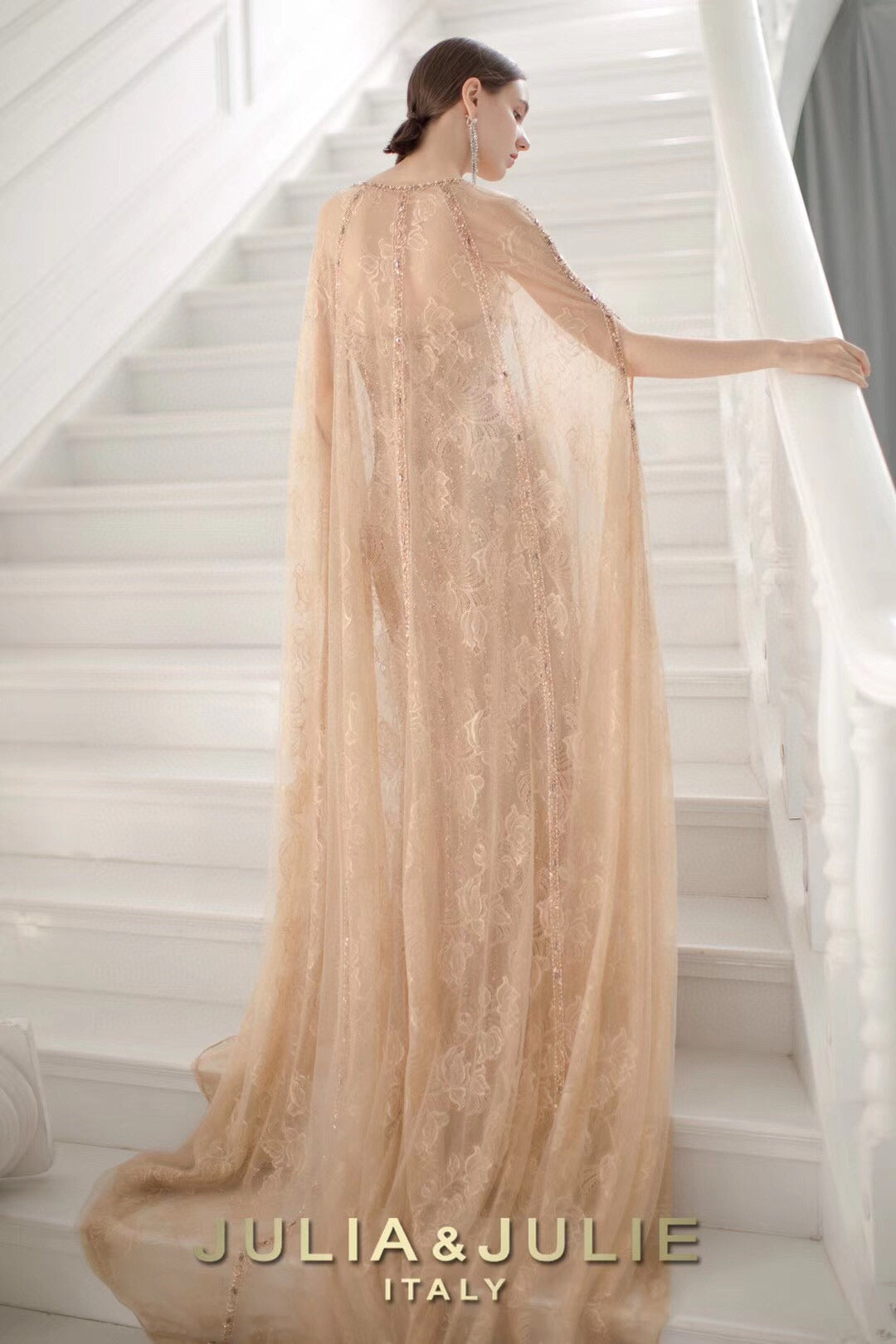 Coffee Court Floor-Length Cape Dress