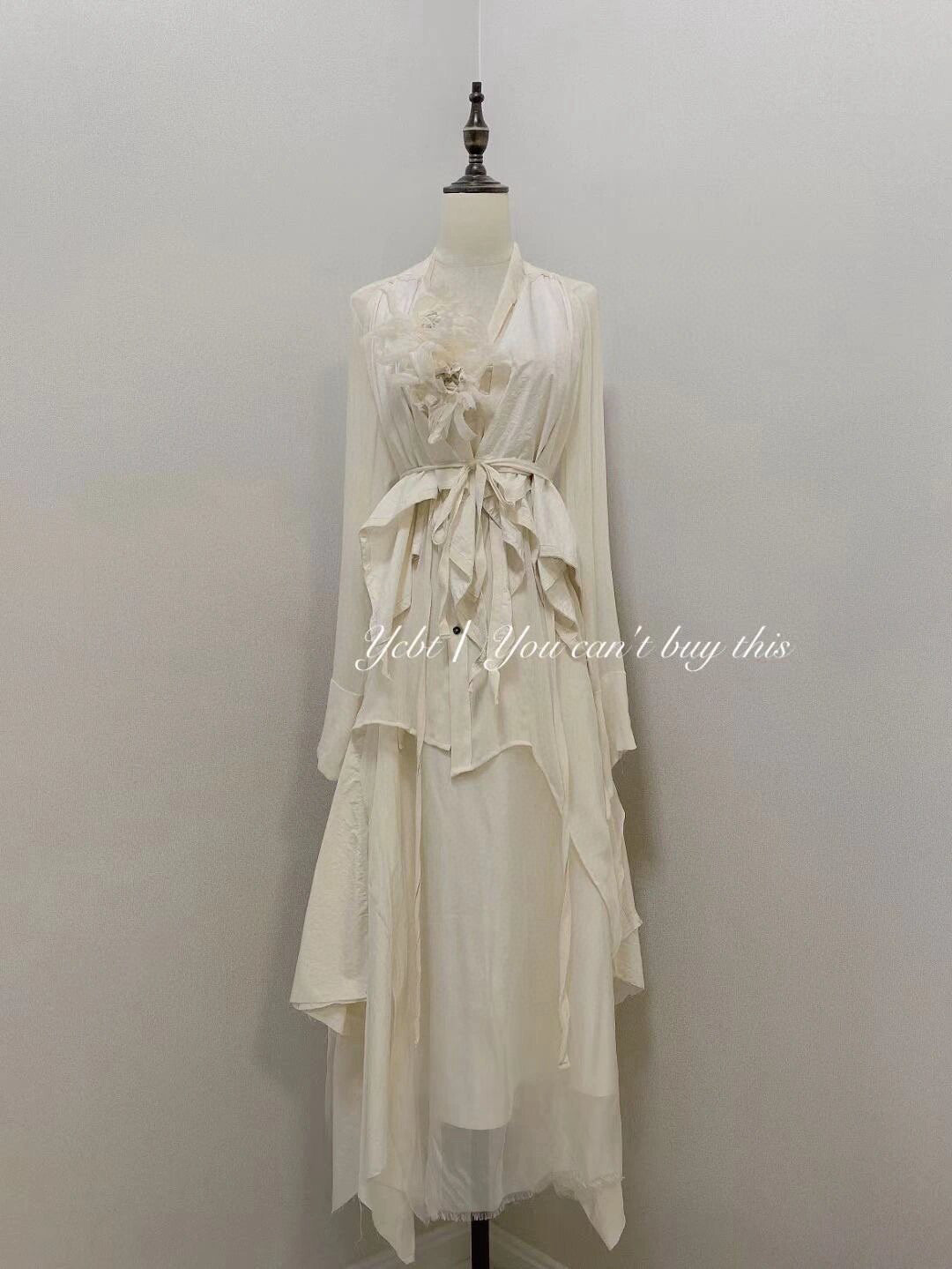 Floral top with beige shirt and skirt set