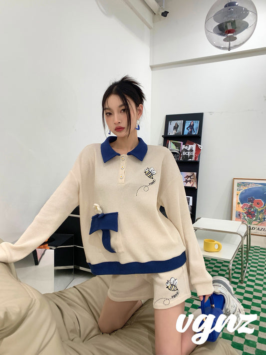 Embroidered Bee Casual Set