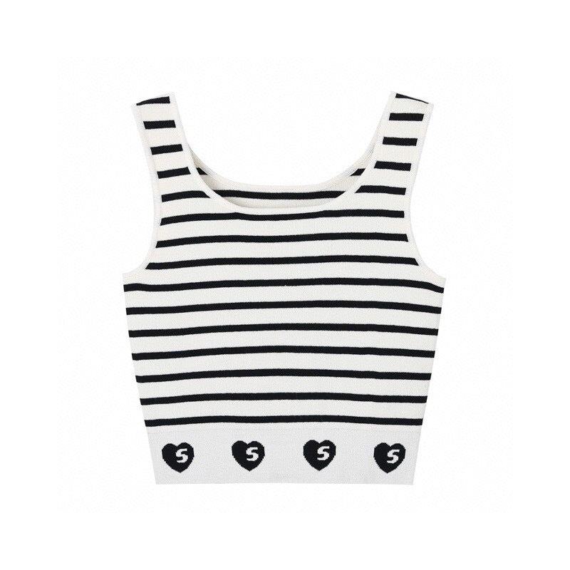 Heart Letter Slim Fit Knit Tank Top