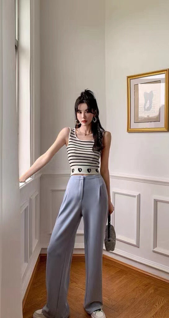 Heart Letter Slim Fit Knit Tank Top