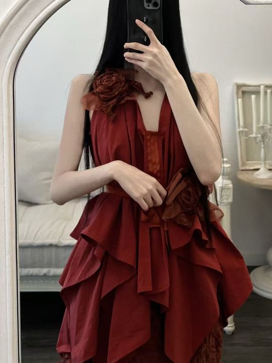 Embroidered Red Set
